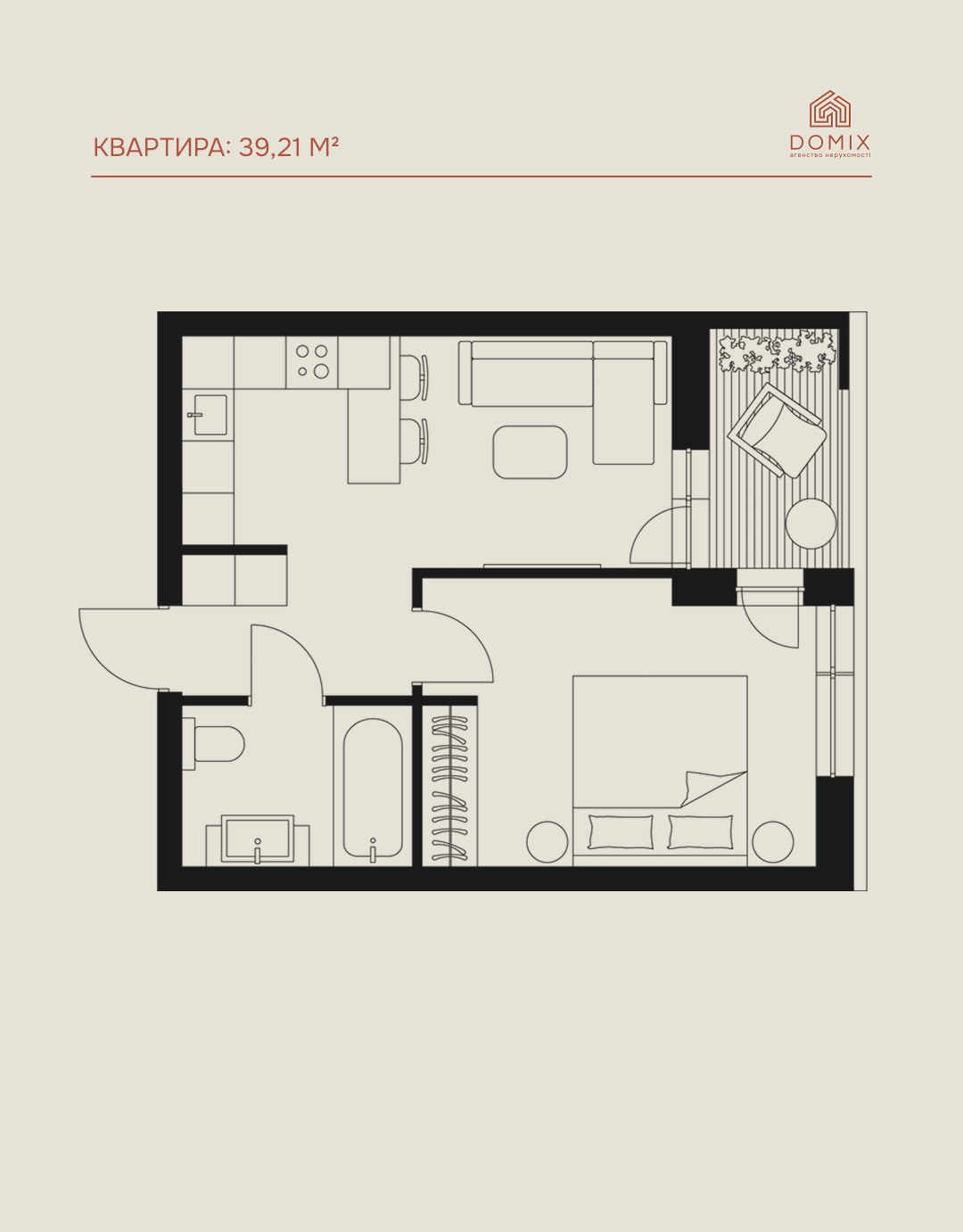 Квартира 39.20 м²