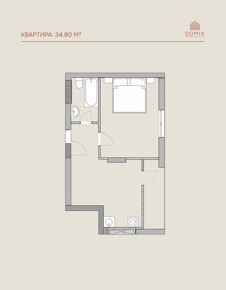 Квартира 34.80 м²